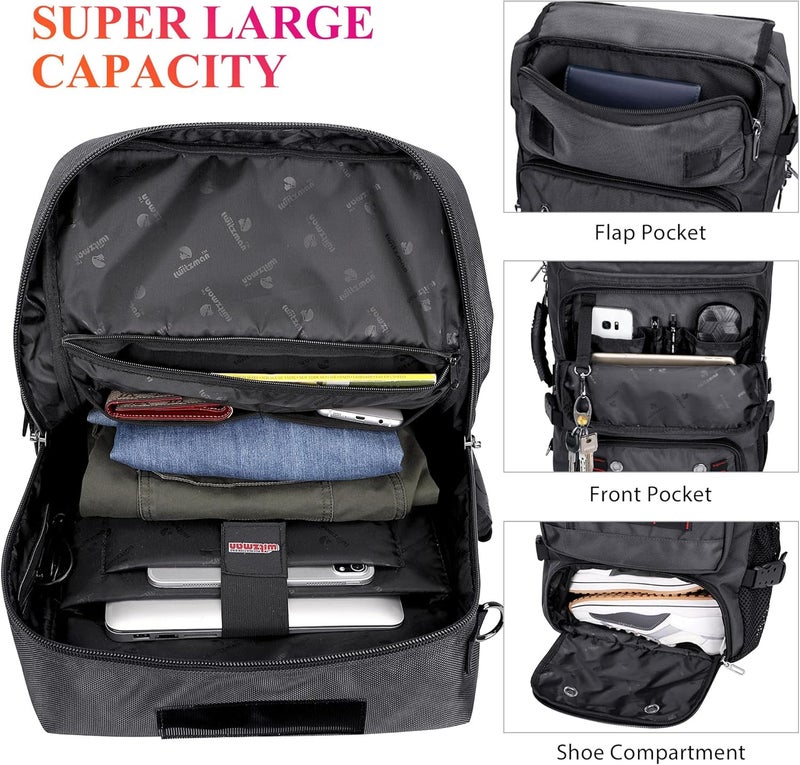 WITZMAN Carry on Travel Backpack for Men Women Airline Approved Convertible Nylon Duffle Backpack Luggage Bag (B682 Silvery Grey) - Image 3